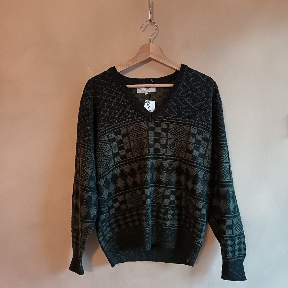 Vintage Abstract Print Sweater 80s 90s Style